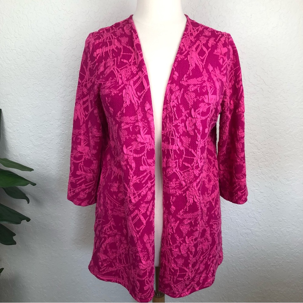 EUC Hot Pink & Light Pink Soft Textured Knit Open Long Jacket-XXL
